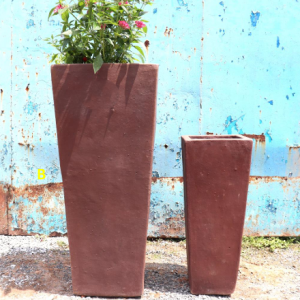 Black Clay Tall Square Planter