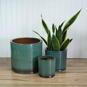Cylinder Planter with Drip Tray - Set of 3