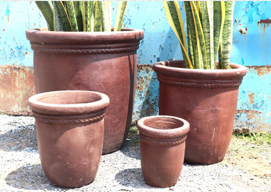 Black Clay Tall Rope Rim Round - Image 2